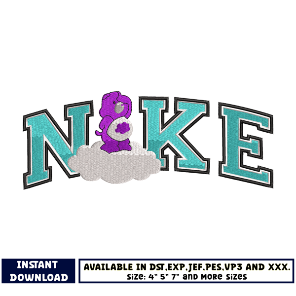 Nike purple bear embroidery design