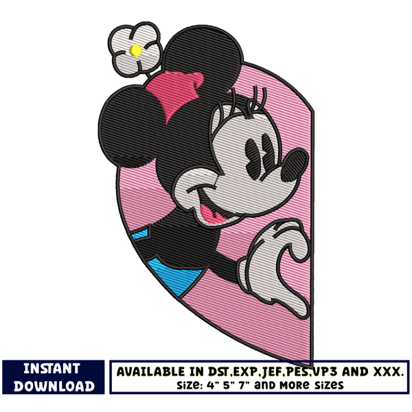 minnie half heart embroidery