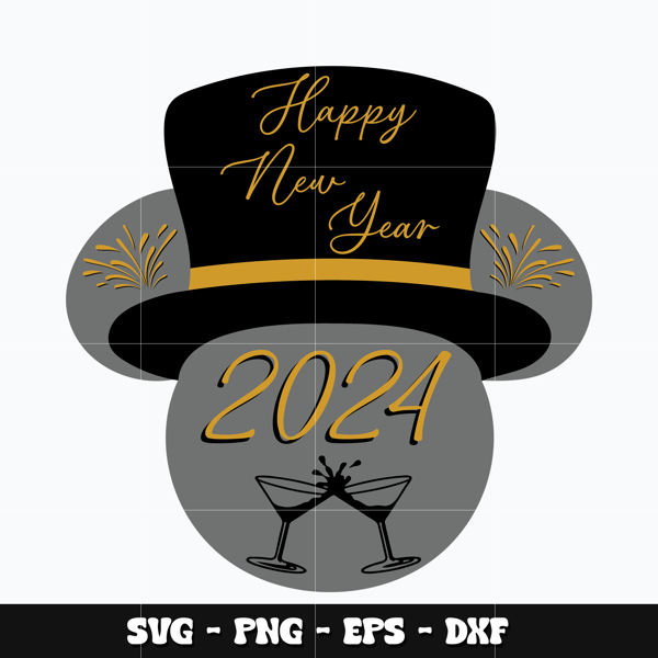 Mickey head happy new year Svg