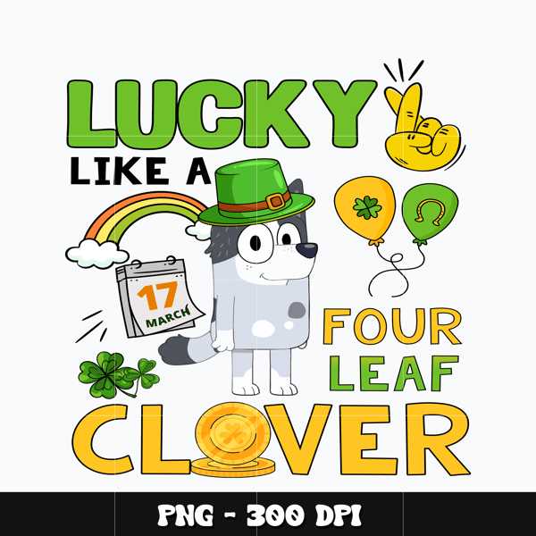 Bluey Luck like a Four leaf clover Png