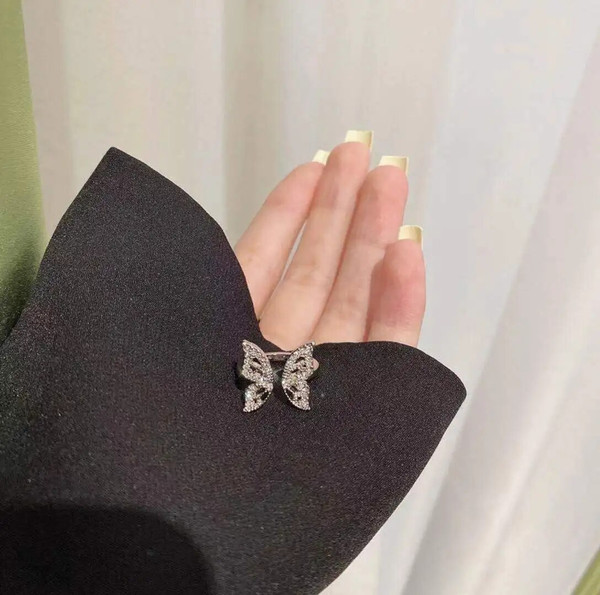 Korean Luxury Sparkling Zircon Butterfly Rings for Women Fashion.jpg