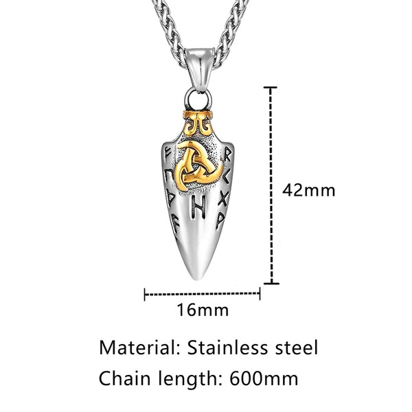 Norse Runes Odin's Spear Gungnir Necklace Men Gold Color Stainless Steel-2.jpg