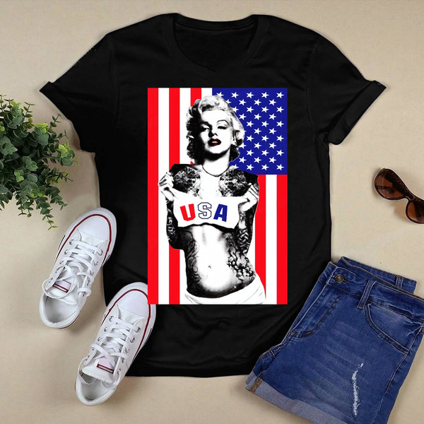 Clothing  Marilyn Monroe American Flag Shirt .png