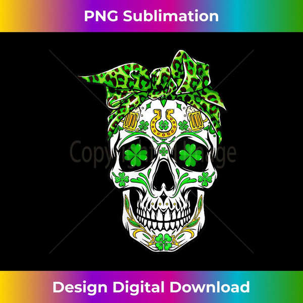 DU-20231226-12478_Womens Sugar Skull St Patricks Day Of The Dead Women Men Leprechaun V-Neck 2447.jpg