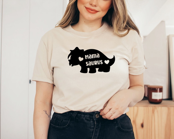 Cute Mama Saurus Tshirt, Mother's Day Gift Shirt, Pregnancy Announcement Party Sweatshirt, Kids Mom Dinosaur Tee, Triceratops Momma Outfit.jpg