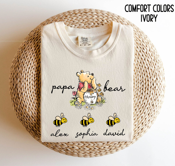 Papa Bear Shirt Personalized Papa Bear Winnie With Grandkids Name T-Shirt ,Fathers Day Gift for Papa Grandpa Bear Gift for Pooh Papa.jpg