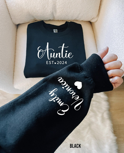Custom Auntie Sweatshirt with Children Name on Sleeve, Auntie Sweatshirt, Gift for Auntie, Mother's Day Shirt, Personalized Aunt Sweatshirt.jpg