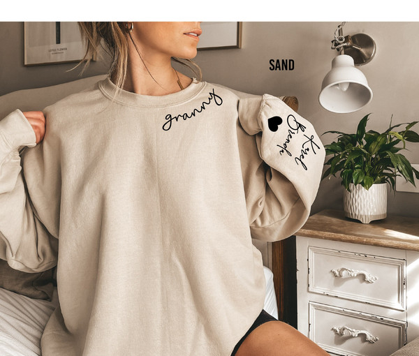 Custom Granny Sweatshirt, Personalized Grandma and Grandkids Names Sweater, Grandma Neckline Sweatshirt, Gift for Grandma, Mother's Day Gift.jpg