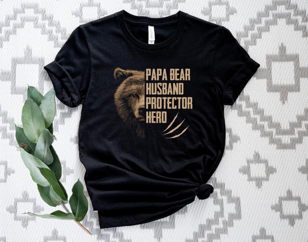 Papa Bear Husband Protector Hero Shirt, Gift For Husband Papa Dad Shirt, Papa Bear Shirt, Papa Bear Face T-Shirt, Father's Gift Shirt.jpg