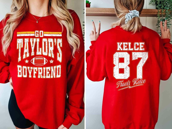 Retro Go Taylors Boyfriend Sweatshirt, Vintage Travis Kelce T-Shirt, Taylor Football Shirt, Taylor Fan Gift, Football Fan Gifts, Eras Tour.jpg