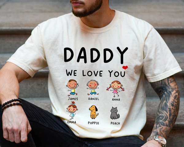 Personalized Daddy Shirt with Kid Names, Custom Father's Day Shirt for Daddy, Dad Gifts from Daughter, Fathers Day Gift, Dad Birthday Gift.jpg