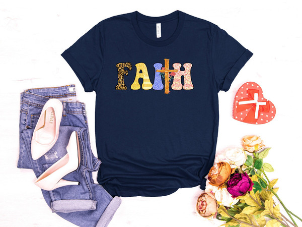 Faith T-shirt, Christian Shirt, Faith T Shirt, Vertical Cross, Faith Cross, Religious Shirt, Leopard Print Cross Shirt.jpg