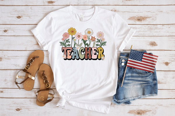 Floral Teacher Shirt, Teacher Appreciation Tee, Retro Comfort Teacher Shirt, Back To School Shirt, Unisex Custom Teacher Shirt, Teacher Gift.jpg