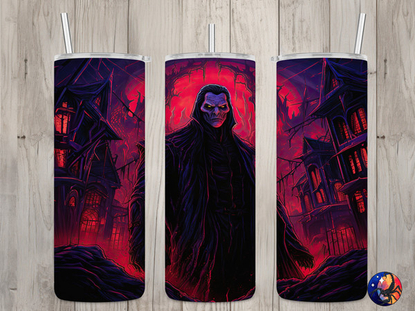 Seamless Neon Goth Dracula Design, Halloween 20 oz Skinny Straight Tumbler Sublimation Design, Tumbler Wrap, PNG File, Digital Download.jpg