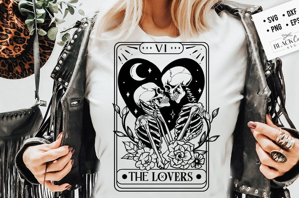 The Lovers tarot card SVG, The lovers svg, The Lovers SVG, Skeleton Love Tarot Card SVG, Skeleton love Valentine svg.jpg