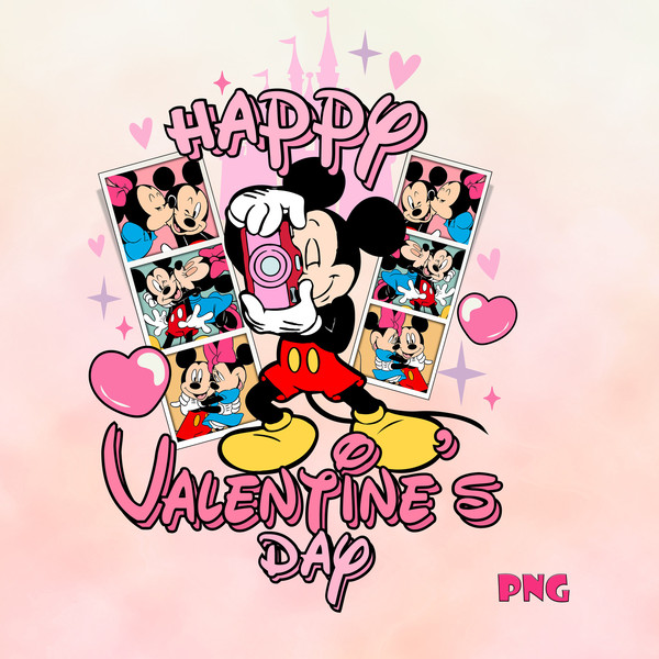 Mickey Minnie Mouse Couple Png, Happy Valentine's Day Pink Castle 2024 Png, Magical Heart Valentines Png, xoxo Valentine Design.jpg