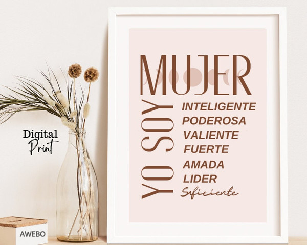 Yo soy Mujer Poderosa, Latina Art, Boho Room D‚cor, Latinx Art, Mexican Gift, Mexican Wall Art, Mexico Art Print, Empowered Women, Latina.jpg