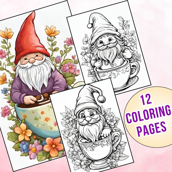 Garden Gnome in Tea Cup Coloring Pages 1.jpg