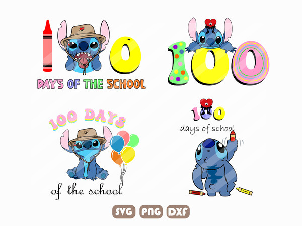 100 Days of School Stitch Svg, Bad Bunny 100 Days of School, School 100th Day Svg, Back to School Svg, Teacher School Svg, 100 Day of School.jpg