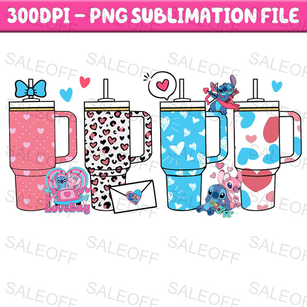 Stanley Cup Stitch Tumbler Valentine Png, Obsessive Cup Disorder Valentine's Day Png, Stanley Tumbler Png, Love Valentine Png.jpg