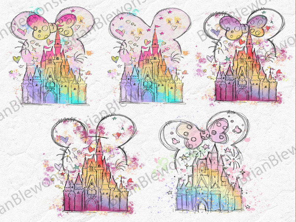 Watercolor Dis-Ney Castle Png Bundle, Mickey Head Castle Png, Dis-Ney Family Vacation Png, Magic Kingdom Png, Dis-Ney Girl Trip Png.jpg