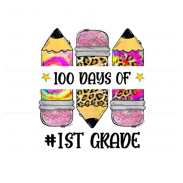 Retro 100 Days Of 1st Grade Pencil PNG.jpg