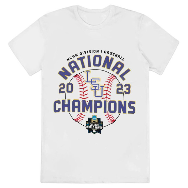 Unisex Champion White LSU Tigers 2023 NCAA Men's Baseball College World Series Champions Locker Room T-Shirt .jpg