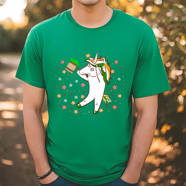 Drunk Unicorn with Beer Funny St Patricks Day T-Shirt .jpg