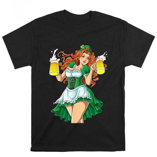 Funny St Patricks Day Sexy Leprechaun Redhead Women Lady Beer Gift Shirt .jpg