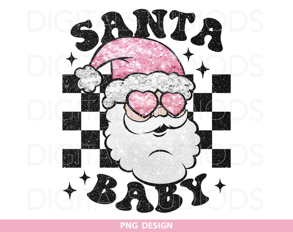 Santa Baby png, Retro Pink Santa png, Santa Faux Sequin png, Glitter Santa Baby Sublimation, Cute Sequins Santa png, Christmas Shirt Design.jpg