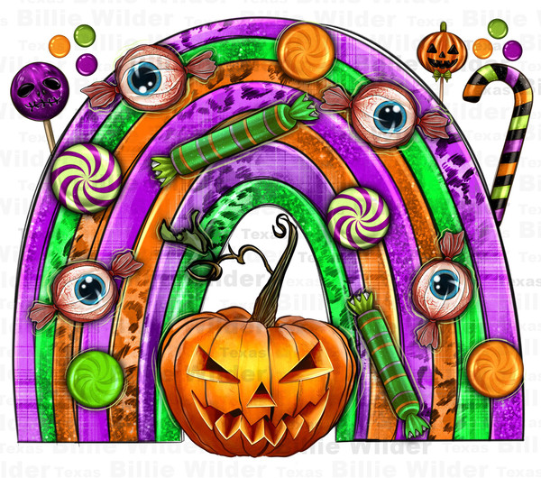 Halloween rainbow png sublimation design download, Happy Halloween png, spooky season png, trick or treat png, sublimate designs download.jpg