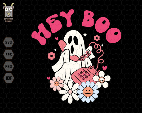 Hey Boo Svg, Retro Halloween Svg, Pink Ghost Svg, Ghost Love, Spooky Season Svg, Halloween Svg, Halloween Shirt Svg, Ghost Answers The Phone.jpg