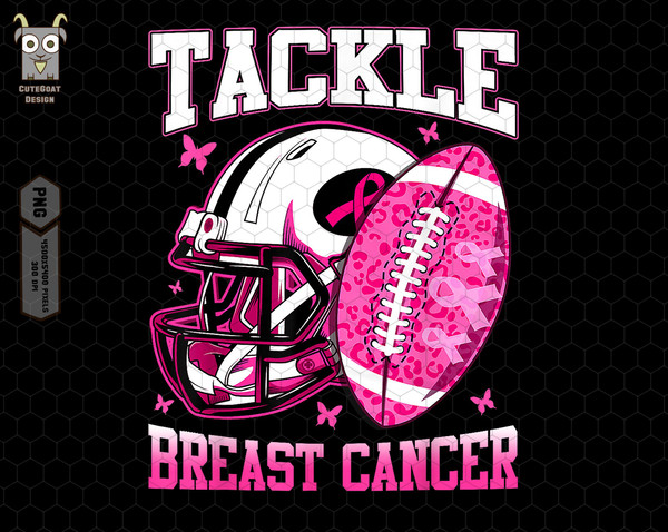 Tackle Cancer Png, Breast Cancer Awareness Png, Football Season Png, Sublimation, Leopard Football Print, Pink Ribbon, Instant Download Png.jpg