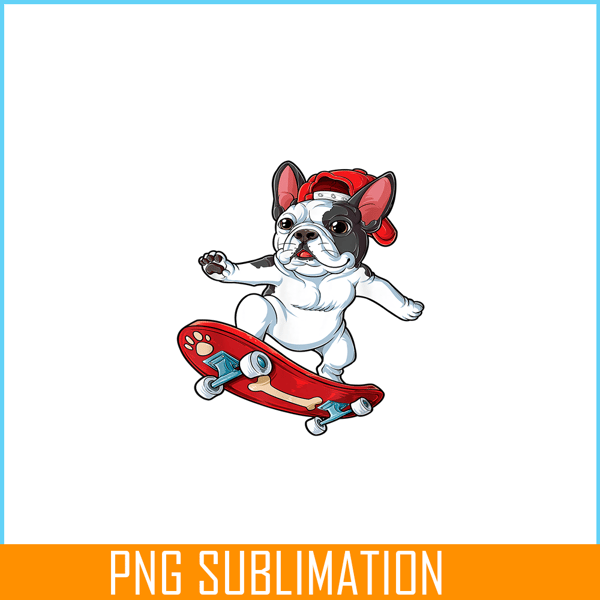 HL16102389-French Bulldog Skateboard PNG, Frenchie Dog Lover PNG, French Dog Artwork PNG.png