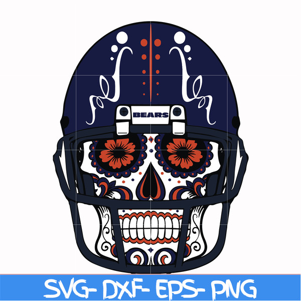 NFL111022T-Chicago Bears skull svg, Chicago Bears svg, Bears svg, Skull svg, Sport svg, Nfl svg, png, dxf, eps digital file NFL111022T.jpg