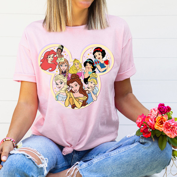 All Disney Princess in Mickey Ears Shirts, Cool Princess Shirts, Gift Princess Shirts, Mom and Daughter Shirts, Disney Belle Shirt.jpg