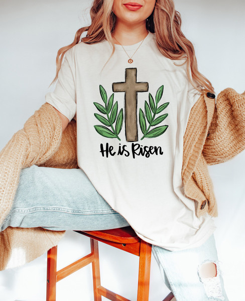 He Is Risen Shirt, Cross Shirt, Faith Sweatshirt, Easter Shirt, Christian Easter Shirt, Easter is for Jesus Shirt ,Easter Shirt, Retro Shirt 2.jpg