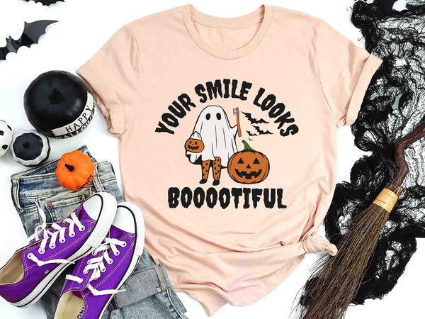 Dentist Halloween Sweatshirt, Pediatric Dentist Crewneck , Your Smile Looks Bootiful, Dental Assistant Tee, Spooky Dental Hygienist Sweater.jpg