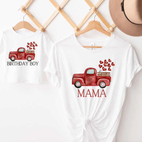 Valentine Birthday Shirt, Red Truck Heart Birthday, Boy Birthday Outfi.jpg