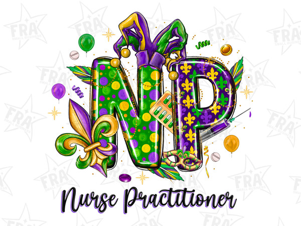 NP Nurse Practitioner Mardi Gras Nurse Png, Sublimation Design Download, Nurse Life Png, Nursing Png, Happy Mardi Grass Png, Sublimate Nurse.jpg