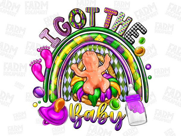 Mardi Gras I Got The Baby Png, Mardi Gras Png, Mardi Gras,Nola Png,Mardi Gras Hat,Rainbow Png, Crawfish Design,Western,Digital Download.jpg