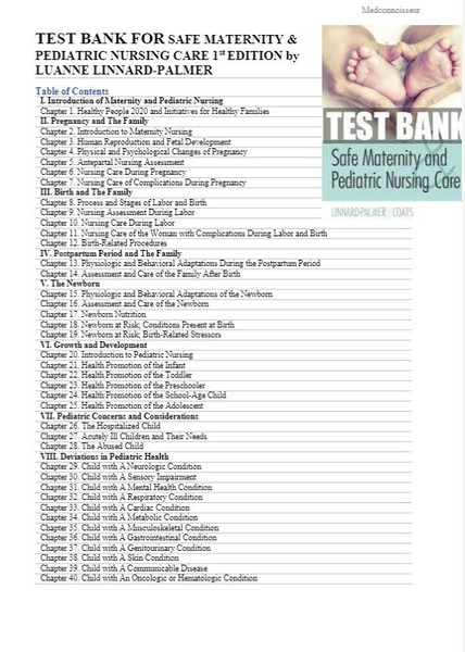 Latest 2023 Safe Maternity And Pediatric Nursing Care 1st Edition by Palmer Test bank  All Chapters (1).JPG