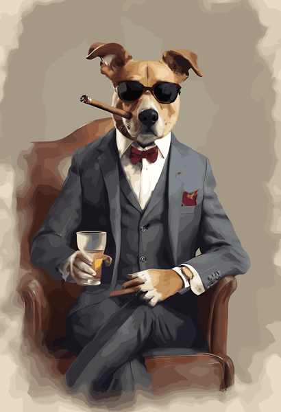 A little dog wearing a hat and sunglasses and sayi.png