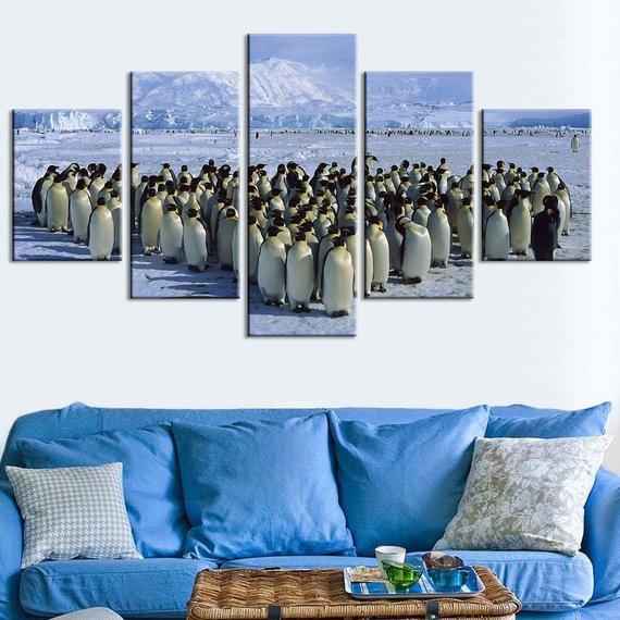 Penguins Snow Canvas Home Decor Penguin Birds Animal.jpg