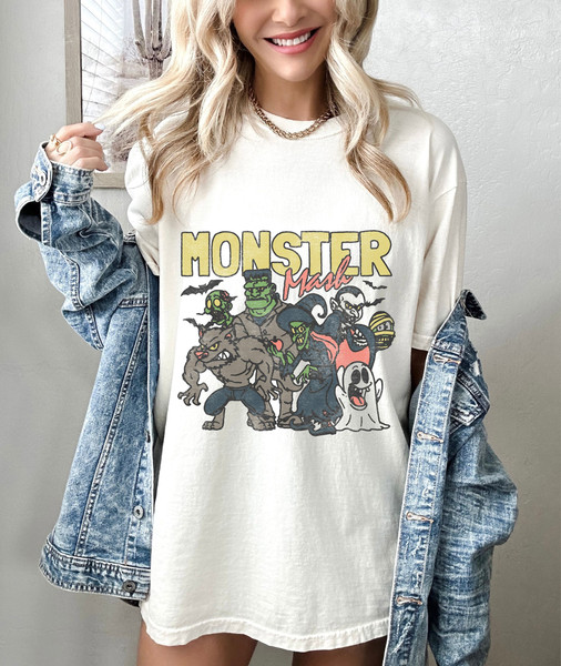 Monster Mash Oversized Vintage T Shirt, Halloween Shirt, Comfort Colors Tshirt.jpg