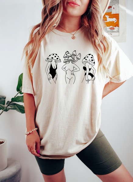 Mushroom Girls Oversized Vintage T-Shirt, Mushroom Goddess Shirt, Mushroom Babes Shirt.jpg