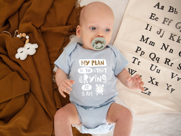 My Plan Is To Start Crying At 3 AM Shirt, Funny Baby Clothes, Custom Baby Clothes.jpg