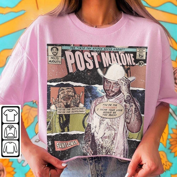 Post Malone Comic Shirt, 90S Vintage Merch Book Art Twelve Carat Toothache Album World Tour Tickey.jpg