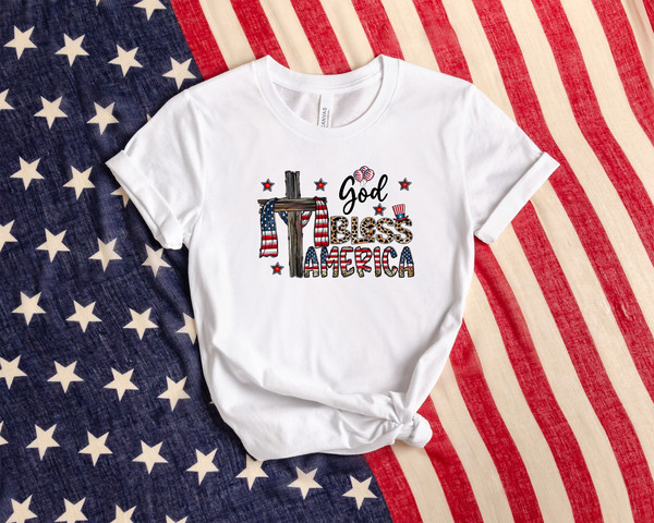 God Bless America Shirt, Cross 4th Of July Shirt, USA Flag Shirt, Patriotic Shirt, American Shirt, 4th Of July Shirt, Independence Day Shirt.jpg