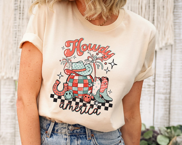 Howdy American Shirt, Western Shirt, Cute Shirt, Western Graphic, Red White & Blue Tee, 4th of July Shirt, Country Music Shirt, Country Tee.jpg